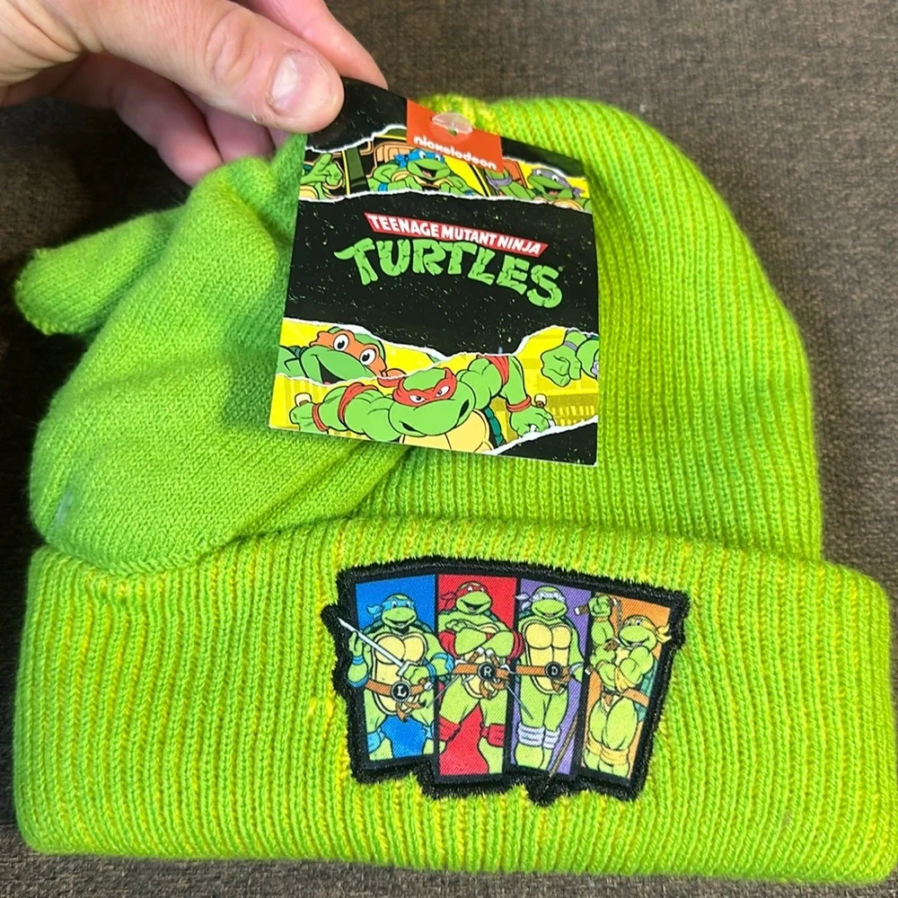 NICKELODEON NINJA TURTLES 2 PIECE HAT/GLOVES SET: NEW WITH TAGS: TODDLER 2T- 5T